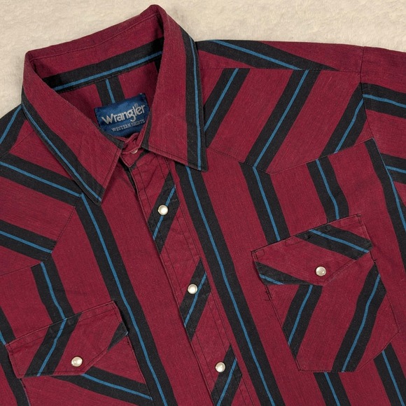 Wrangler Other - Wrangler Shirt Mens LT Red Stripe Western Pearl Snap Front Short Sleeve Cowboy